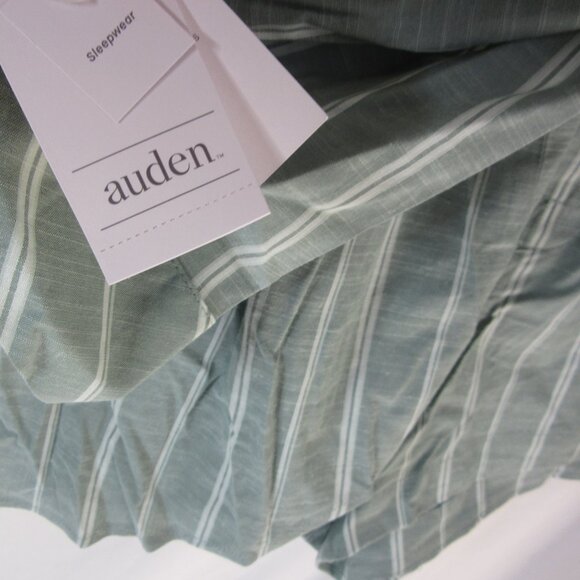 Auden Pajama Set 2 pc. Sage Green White Striped Shorts Button Down Size XXL NWT - Picture 5 of 13